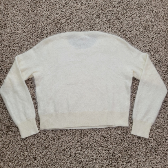 J. Crew Brushed Cashmere Shrunken Crewneck Sweater Ivory Size Large NWT NWD - Picture 7 of 8